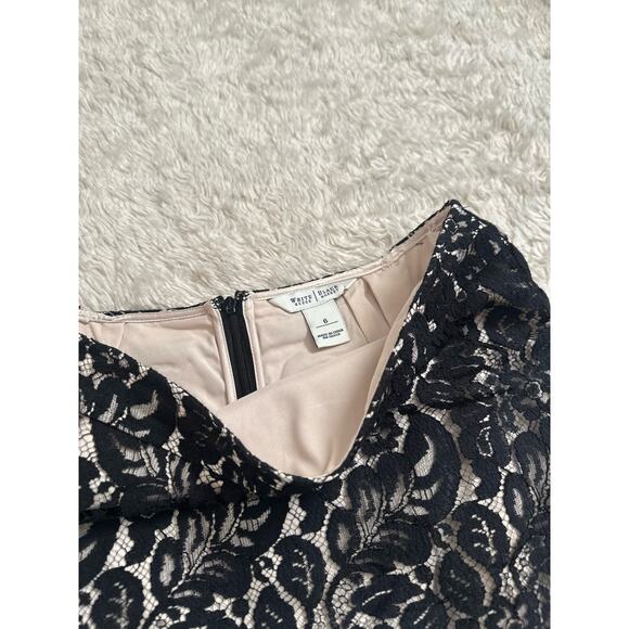 Sz 6 White House Black Market Lace Pencil Skirt Knee Length Scallop Edge Zip - Picture 7 of 7